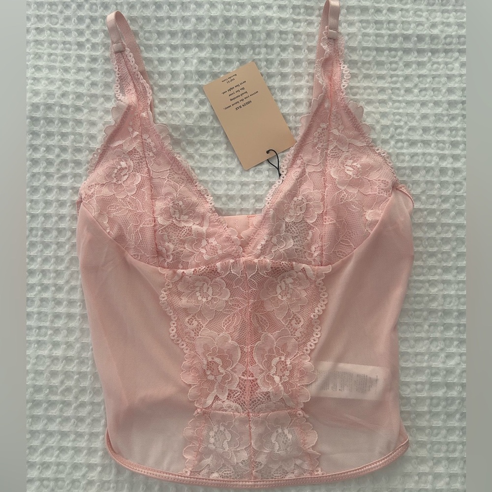 Pink lace tank top